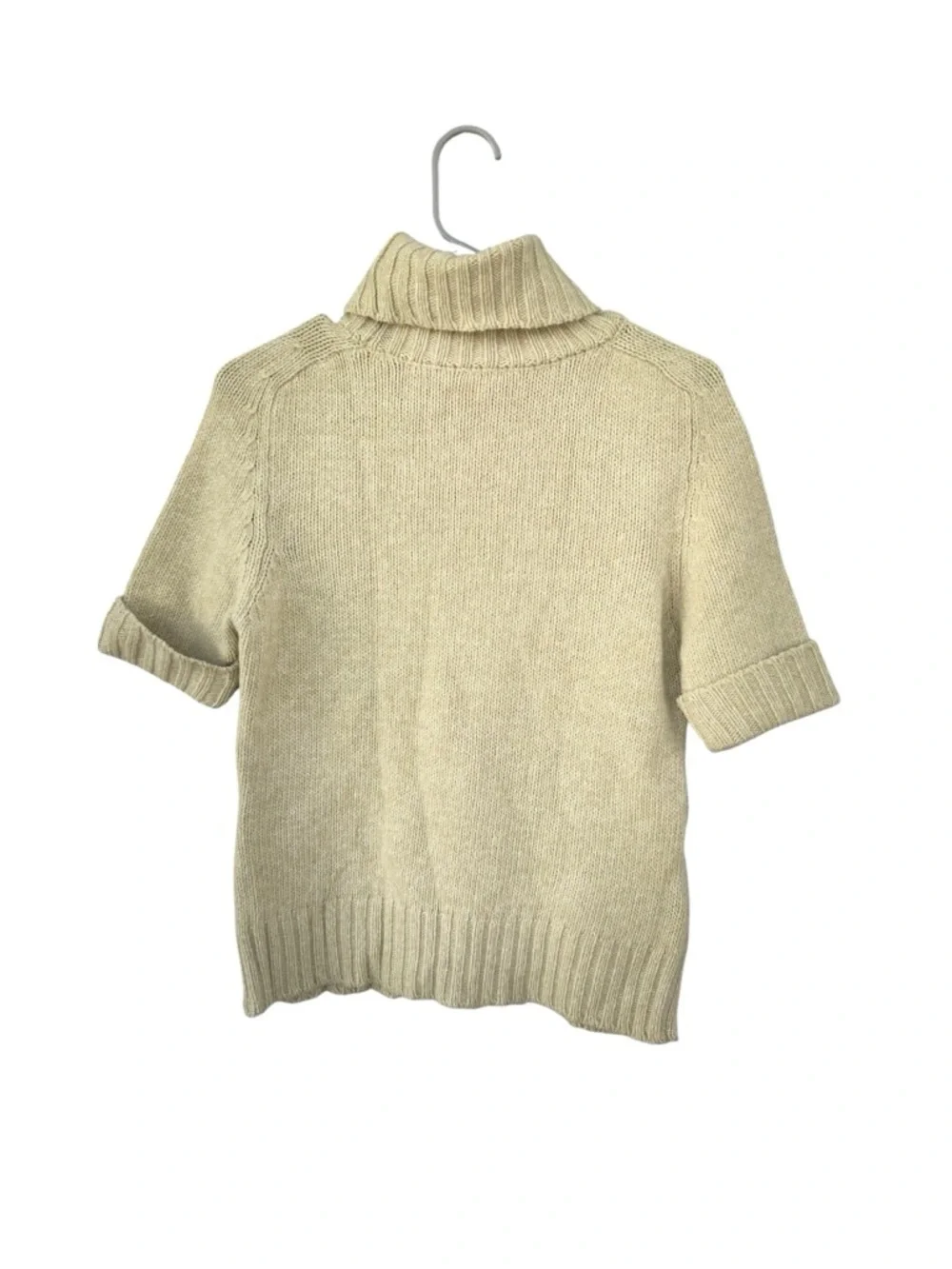 Escada Cashmere Wool Blend Short Sleeve Turtleneck Sweater - Size 36 - Green